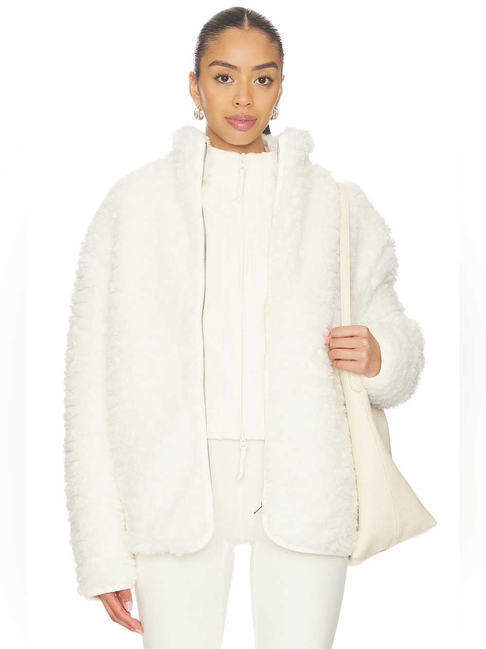 **NWT SKIMS Faux Fur / Teddy Zip-Up Jacket in Ecru / Cream**